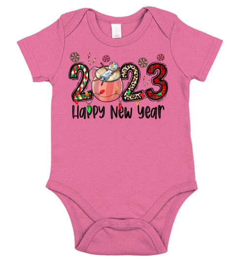 2023 Happy New Year Short Sleeve Baby One-Piece