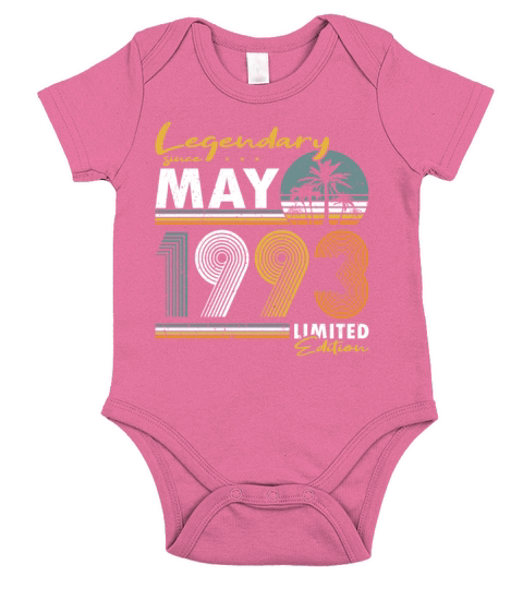 30th birthday legendary since vintage may 1993 Short Sleeve Baby One-Piece