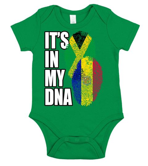 Andorran And Jamaican Mix Heritage DNA Flag Short Sleeve Baby One-Piece