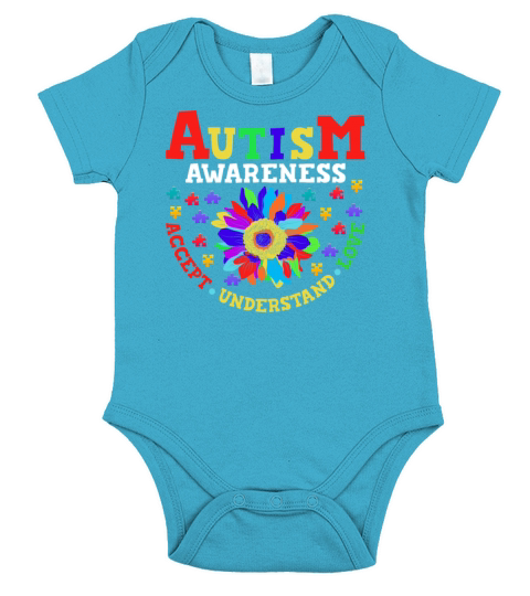 Autism Awareness Teacher Outfit Teach Accept Under Short Sleeve Baby One-Piece