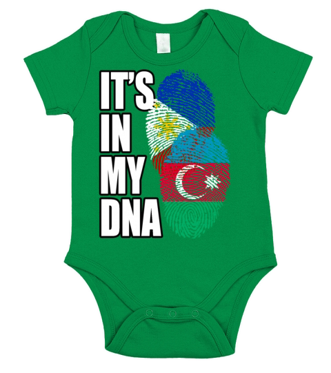 Azerbaijani And Filipino Mix Heritage DNA Flag Short Sleeve Baby One-Piece