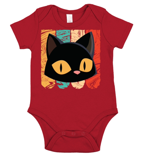 Black Cat With Colorful Style Short Sleeve Baby One-Piece