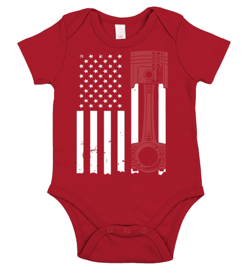 Car Enthusiast American Flag Piston Muscle Car T S Short Sleeve Baby One-Piece