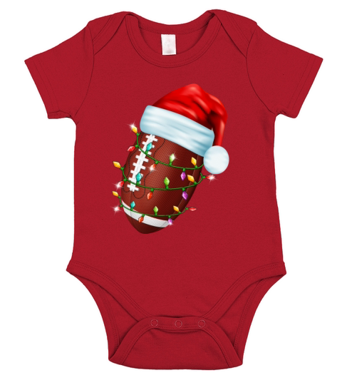 Christmas Football Ball Santa Hat Copy Short Sleeve Baby One-Piece