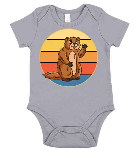 Cute Groundhog Retro Sunset Vintage Animal Lover Short Sleeve Baby One-Piece