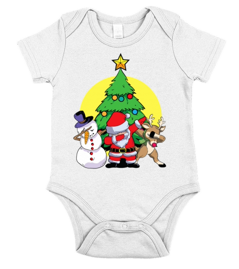 Dabbing Santa Elf Friends Christmas Kids Boys Men Short Sleeve Baby One-Piece