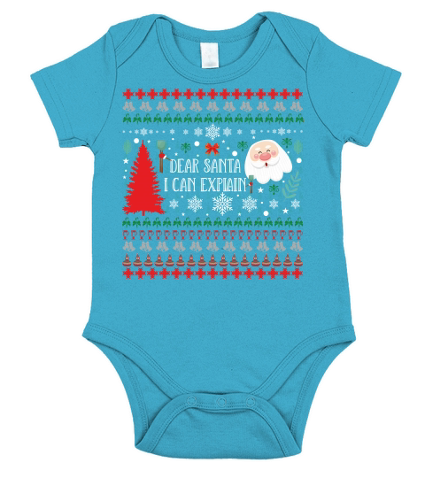 Dear Santa I Can Explain Ugly Christmas Sweater Short Sleeve Baby One-Piece