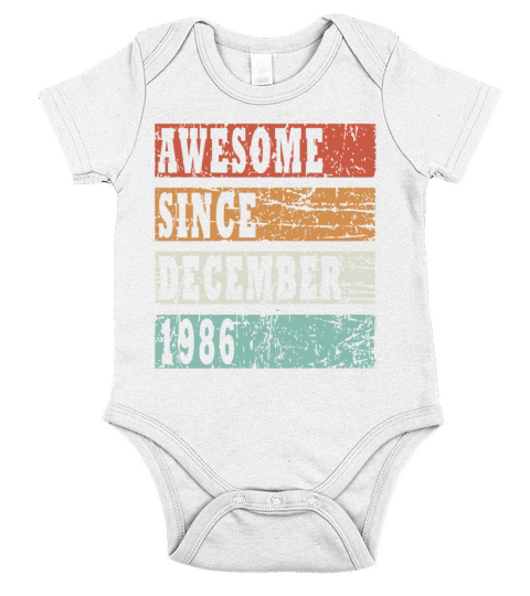 December 1986 birthday greeting retro design Short Sleeve Baby One-Piece