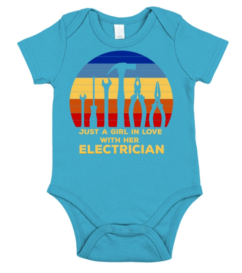 Electrician Wife Vintage Girlfirend I Love My Elec Short Sleeve Baby One-Piece