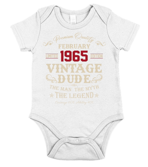 February 1965 Vintage Birthday Present Short Sleeve Baby One-Piece