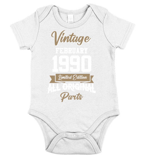 February 1990 Vintage Birthday Present Short Sleeve Baby One-Piece