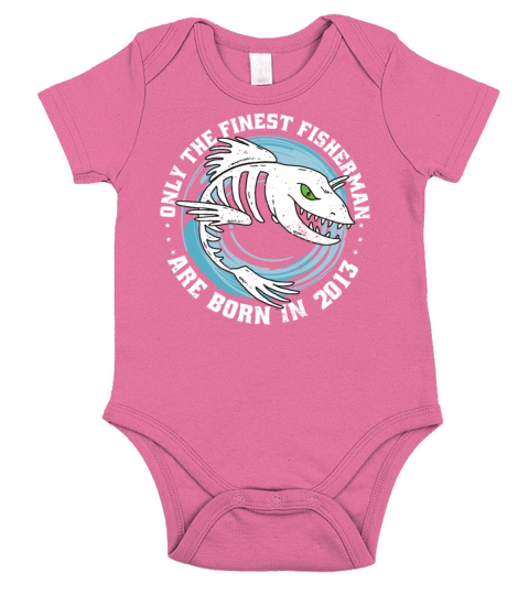 Fishermen Vintage born 2013 Birthday funny sayings Short Sleeve Baby One-Piece
