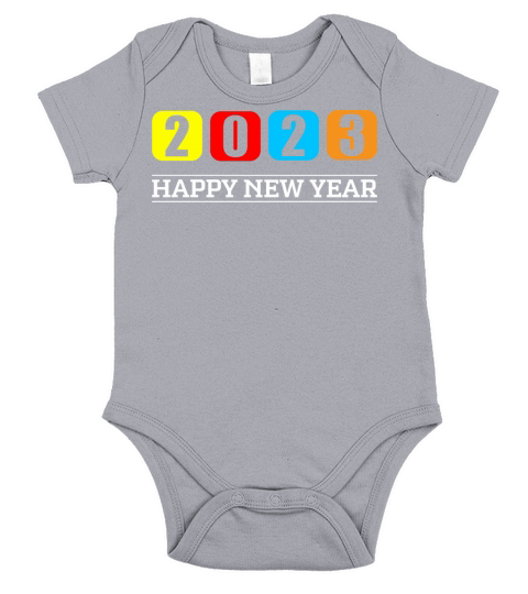 Happy New Year 2023 Colorful Design Short Sleeve Baby One-Piece