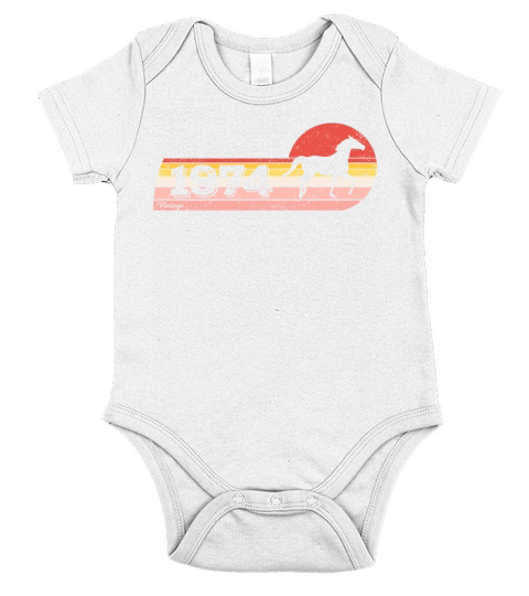 Horses riding Equestrian Vintage 1974 Birthday Short Sleeve Baby One-Piece
