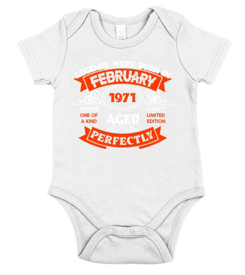 Legends Were Born In February 1971 Birthday Short Sleeve Baby One-Piece