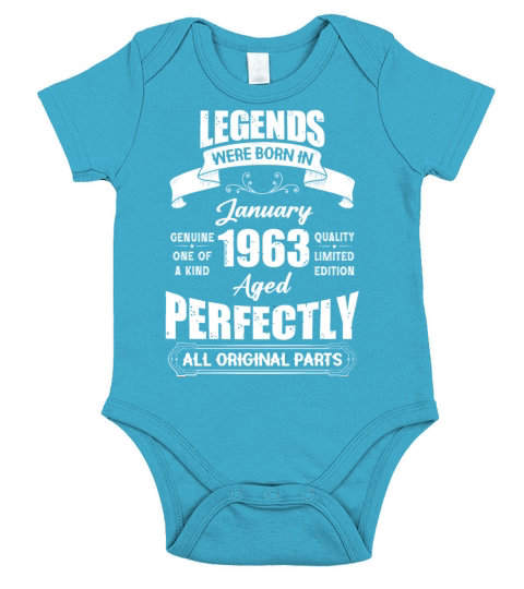 Legends Were Born In January 1963 Birthday Short Sleeve Baby One-Piece