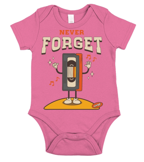 Never Forget Floppy Disk VHS Tape Cassette Tape Short Sleeve Baby One-Piece