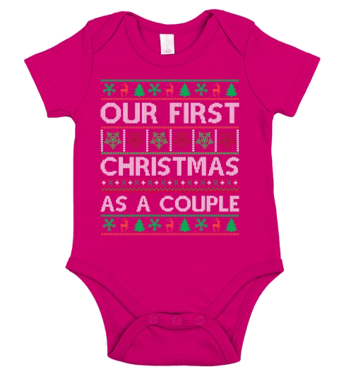Our First Christmas As A Couple Ugly Christmas Shirt Short Sleeve Baby One-Piece
