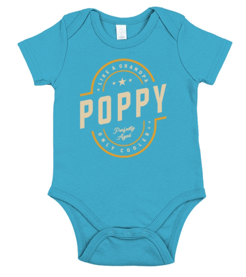 Poppy Like a Grandpa Only Cooler Funny Short Sleeve Baby One-Piece