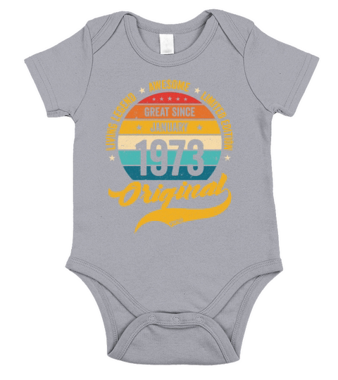 Retro 50 Years January 1973 Birthday Vintage Bday Short Sleeve Baby One-Piece