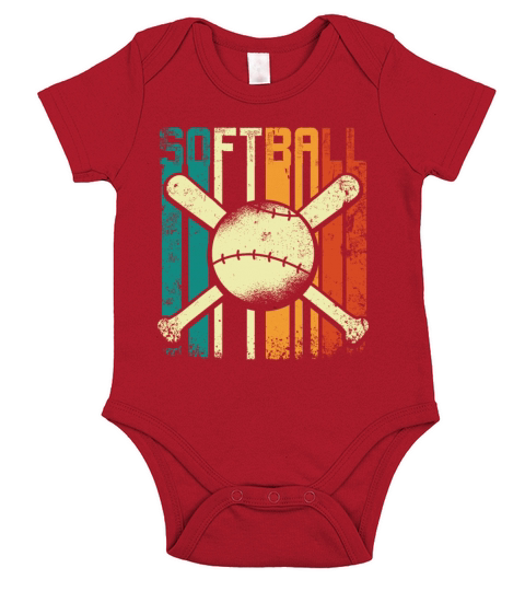 Retro Vintage Softball Short Sleeve Baby One-Piece