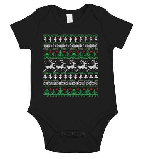 Ugly Christmas Sweater Pattern Vector Short Sleeve Baby One-Piece