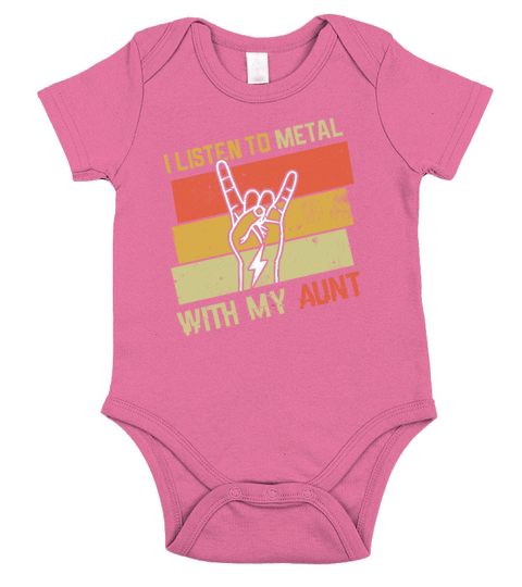 Vintage Metal With Aunt Metal Kid Music Lover Short Sleeve Baby One-Piece