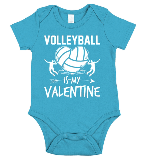 Volleyball Is My Valentine Funny Valentines Day Short Sleeve Baby One-Piece