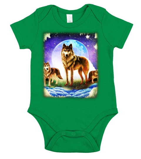 Wolf artwork design predator face imprint Short Sleeve Baby One-Piece
