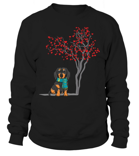 Dog Lover Pet Dog Dachshund Hearts Tree Valentines Sweatshirt Unisex