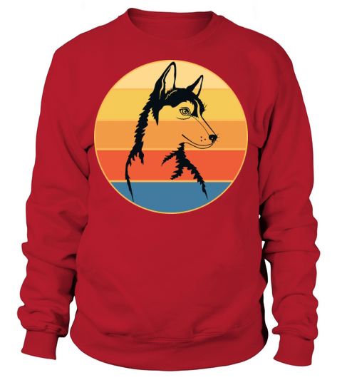 Funny Kawaii Cute Husky Dog Vintage Retro Sunset Sweatshirt Unisex