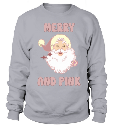 Merry Christmas and pink Cute retro vintage pink Santa Claus Sweatshirt Unisex