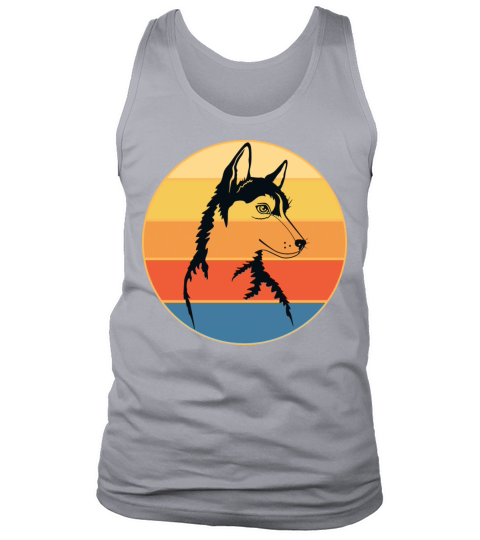 Funny Kawaii Cute Husky Dog Vintage Retro Sunset Tank Top Unisex