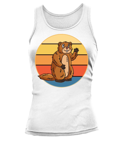 Cute Groundhog Retro Sunset Vintage Animal Lover Tank top Woman