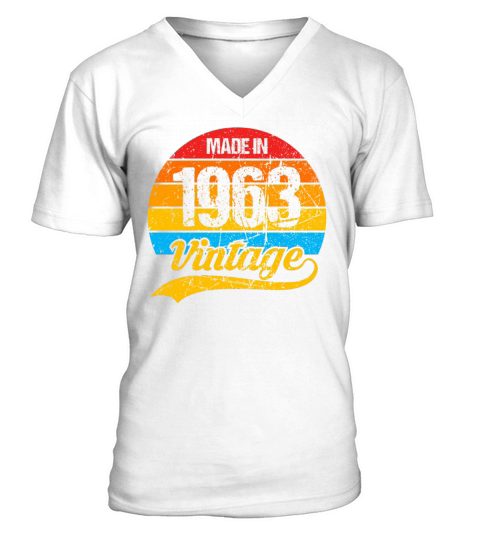 60 Years Vintage 1963 Retro 60th Birthday V-Neck T-shirt