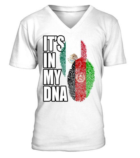 Afghan And Mexican Mix Heritage DNA Flag V-Neck T-shirt