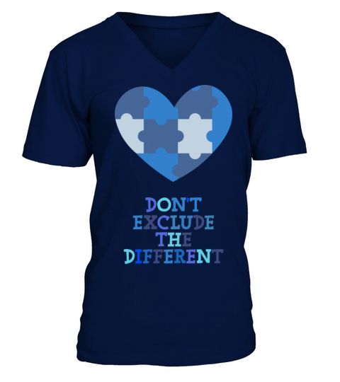 Autism Awareness Blue Heart V-Neck T-shirt
