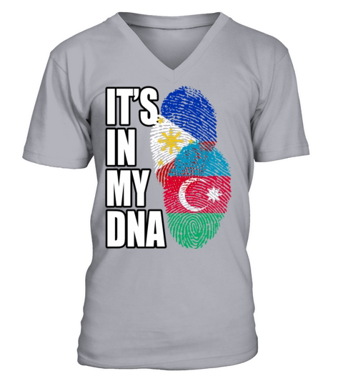 Azerbaijani And Filipino Mix Heritage DNA Flag V-Neck T-shirt