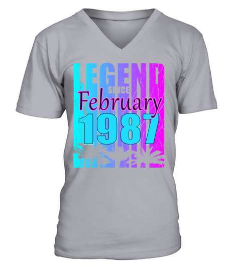 Born 1987 February 36th Bday Present Present V-Neck T-shirt