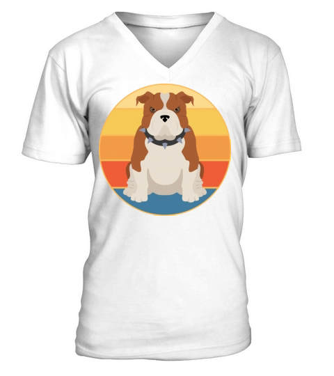 Bulldog Dog Breed Vintage Retro Sunset V-Neck T-shirt