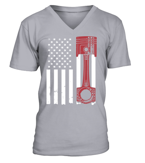 Car Enthusiast American Flag Piston Muscle Car T S V-Neck T-shirt
