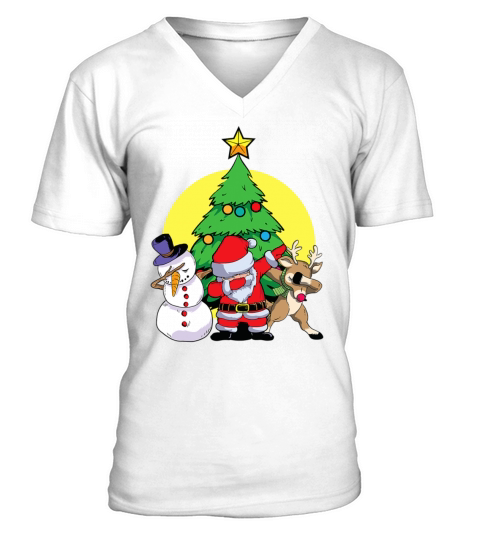 Dabbing Santa Elf Friends Christmas Kids Boys Men V-Neck T-shirt