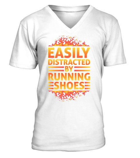 Easily Distracted By Running Shoes - Ironic V-Neck T-shirt