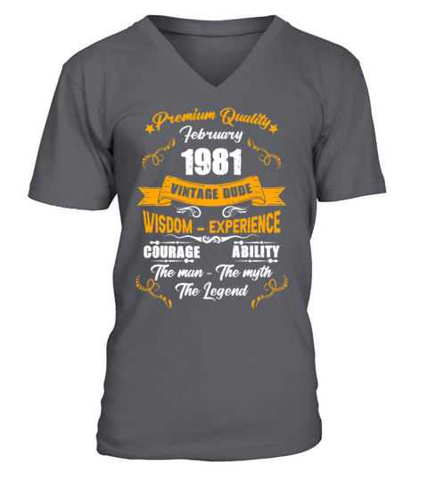 February 1981 Vintage Birthday Present V-Neck T-shirt