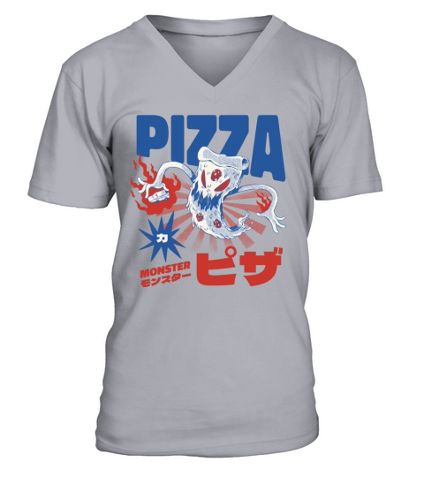 foodmonster - pizza - asian food monster V-Neck T-shirt