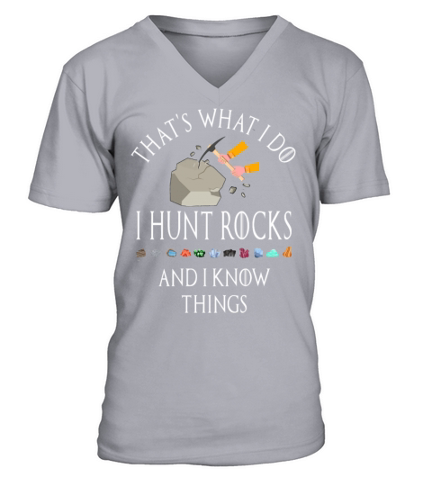 Funny I Hunt Rocks Quote Geology Mineral Collector V-Neck T-shirt