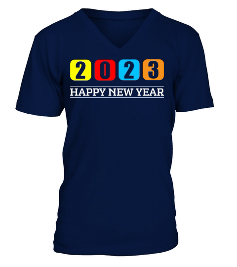Happy New Year 2023 Colorful Design V-Neck T-shirt