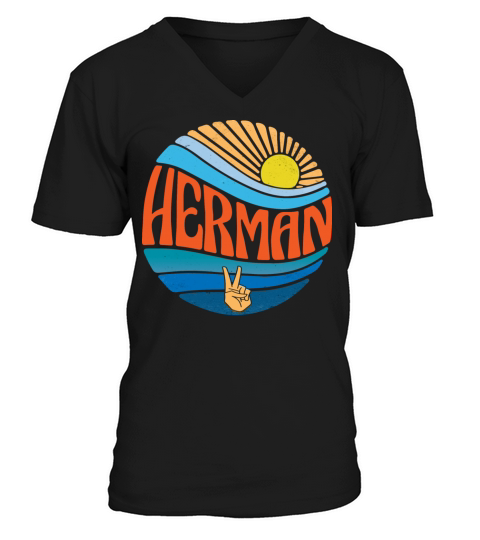 Herman Shirt Vintage Sunset Herman Groovy Tie Dye V-Neck T-shirt
