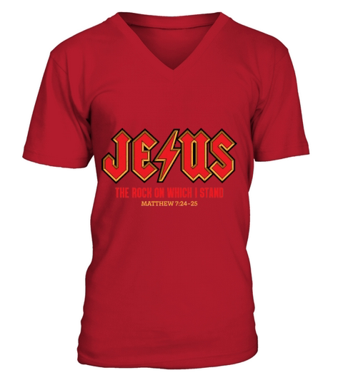 jesus the rock on which i stand V-Neck T-shirt