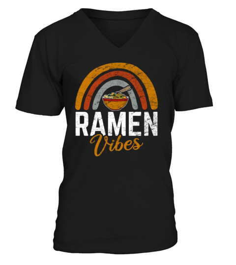 Kawaii Ramen Vibes Vintage Rainbow Japanese Ramen V-Neck T-shirt